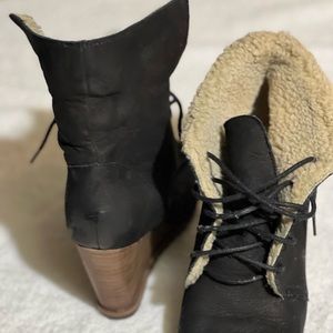 Women wedge lace up ankle booties